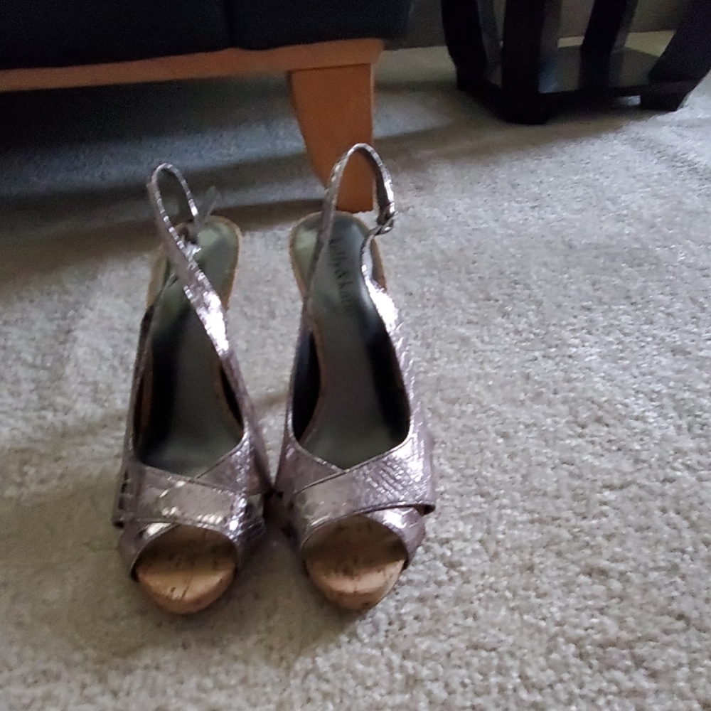 Kelly & Katie Peep Toe Open Back Strap Heels
